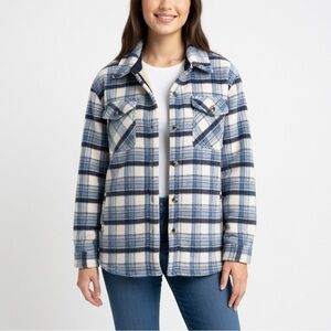 NWT SAGE Collective Thick Blue and White Plaid Jacket Size Small